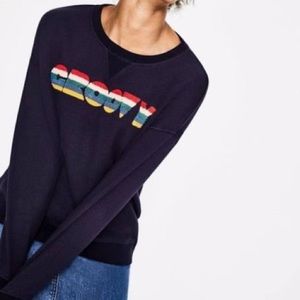 Boden Arabella Sweatshirt Groovy Boucle Navy Blue Medium